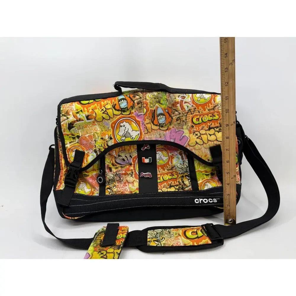 Crocs Graffiti Messenger Laptop Bag Shoulder Bag Jibbitz Black Multicolor
